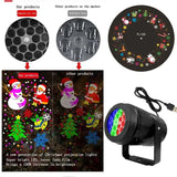 USB Power Snowflake Christmas Projector LED Fairy Lights Indoor Decor Santa Snowfall Patterns Projection Gift Xmas Wedding Party