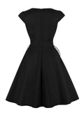 Sweetheart Neck Bat Embroidered Lace-Up Side Black Vintage Dress Women Halloween Party Festival Clothing Cotton Dresses