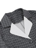 Notched Collar Single Breasted Women Grey Plaid Rockabilly Long Dresses High Waist Belted Vintage A-Line Dress