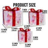 Set of 3 Christmas 60 LED Lighted Gift Boxes Transparent Warm White Lighted Christmas Box Decrations