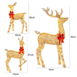 3Pcs Christmas Deer Decoration Light LED Reindeer Elk Luminous Sculptures Garden Lawn Outdoor Yard Christmas Ornaments