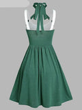 2024 French Style Vintage Green Flare Tea Dress Cross Spaghetti Straps A Line Runway Party Summer Dresses 50s 60s Evening Gowns