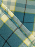 Penter-Pan Collar Button Front Green Plaid Rockabilly Vintage Dresses for Women High Waist Elegant A-Line Dress