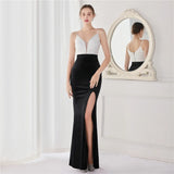 Strap Velour Sexy Slit Sequin Evening Dress Women's Party Maxi Dress Long Prom Dress