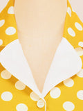 Polka Dot Vintage 50s Rockabilly Dress Women Elegant Notched Collar Buttons Pinup Robe Ladies Cotton Long Dresses
