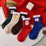 Christmas Autumn And Winter Cute Mid Tube Socks New Year Cartoon Tide Japanese Primitive Year Elk Christmas Gift Socks