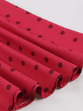 Elegant Office Women Summer Dress Notched Collar Sleeveless Double-Breasted Polka Dot Print Vintage Midi Dresses