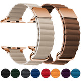 Magnetic Leather Band For Apple Watch 44mm 45mm 49mm 40mm 41mm 42mm 38mm Metal Stainless Steel Strap For iwatch 8 7 SE 6 5 4 3 2