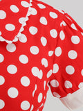 1950s Vintage Polka Dot Pinup Cotton Midi Robe for Women Peter Pan Collar Party Elegant Pockets Dresses