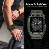 Sport Watch Case+Strap for Apple Watch Band 44mm 45mm 42mm Silicone Wristband iwatch series 8 7 6 SE 5 4 3 2 Army Green Bracelet