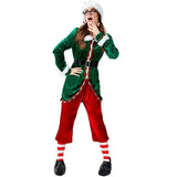 New Christmas Costume Long-sleeved Green Party Adult Couple Christmas Elf Dress Up
