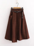 Women Casual Skirts Spring Autumn Solid High Waist Irregular Pockets Midi Skirts Fashion Simple Elegant Saia Faldas