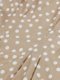 Khaki Color High Waist Elegant Polka Dot Women Vintage Long Dress Sleeveless Pocket Side Ladies Midi Retro Dresses