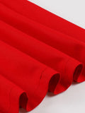 Red Solid Cotton Dresses for Women Turn-Down Collar Single Breasted Cap Sleeve Summer Plain Vintage Clothes