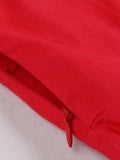 Red Pleated Plain Solid Vintage Dress Women Wrap V-Neck Belted Elegant Party Retro Cotton Summer Dresses