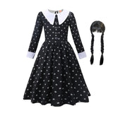 2-12Yrs Movie Wednesday Cosplay Vestidos For Kids Girls Mesh Party Dress Halloween Carnival Costumes