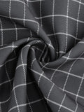 Notched Collar Single Breasted Women Grey Plaid Rockabilly Long Dresses High Waist Belted Vintage A-Line Dress