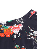 Colorful Floral 50s Pinup A Line Midi Skirts for Women High Waist Zipper Back Cotton Vintage Female Swing Skirt