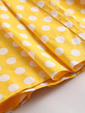 Yellow 50s Pinup Vintage Button Front Polka Dot Summer Tank Dresses Women Evening Party Belted Cotton Midi Dress