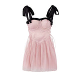Sexy Sweet Short Summer New Princess Elegant Pearl Trim Pink Party Mini Bandage Pettiskirt Dress
