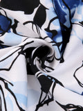 Square Neck Black and Floral Print 50s Robe Vintage Dress Fall Outfits Women Half Sleeve Cotton Midi Dresses