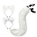 Wolf Fox Ear Hair Hoop Long Tail Set Adjustable Belt Anime Cosplay Props Headband Lolita Dress Halloween Party Costume Accessory
