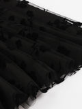 Floral Embroidered Mesh Overlay Elegant High Waist Black Dresses for Women Sleeveless A Line Party Summer Dress