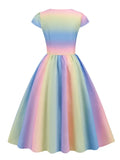 Sweetheart Neck Multicolor Print Cap Sleeve Pleated Long Dress Women Festival Clothing Vintage Robe Party Dresses