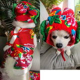 New Year's Outfit Fatou Northeast Large Flower Cotton Coat Dogs and Cats Autumn and Winter Pet Clothes
