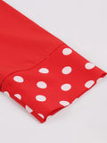 Bow Neck Button Up Polka Dot Red Elegant Dress Autumn Winter Clothes Women Long Sleeve Belted Pinup Vintage Dresses