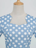 Yellow Elegant Dresses for Women High Waist Rockabilly Vintage Swing Dress Short Sleeve Summer Clothes Polka Dot