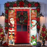 1set Door Banner Merry Christmas Santa Snowman Hanging Banner Supplies New Year Home Xmas Decor