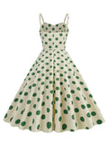 Summer New In Polka Dot Vintage Dresses Ruched V-Neck High Waist Women 1950s Party Evening Elegant Midi Dress