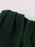 XL to 4XL Women Clothes Green Long Dress Ruched V-Neck Elegant Party Evening Vintage High Waist Swing Dresses