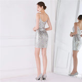 Sexy Strap Beading Sequin Party Bodycon Dress Women Evening Prom Dress