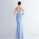 Pink Sequin Backless Dress Sexy Bar Long Party Evening Dresses Luxury Velvet Stretch Off Shoulder Cocktail Prom Dress