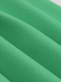 Knot V-Neck Ruched High Waist Green Solid A-Line Swing Dresses for Women Vintage Style Sleeveless Summer Dress