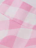 Cute Pink Plaid Print Summer Skirt for Women Festival Outfit Vintage Rockabilly A Line Midi Swing Skirts