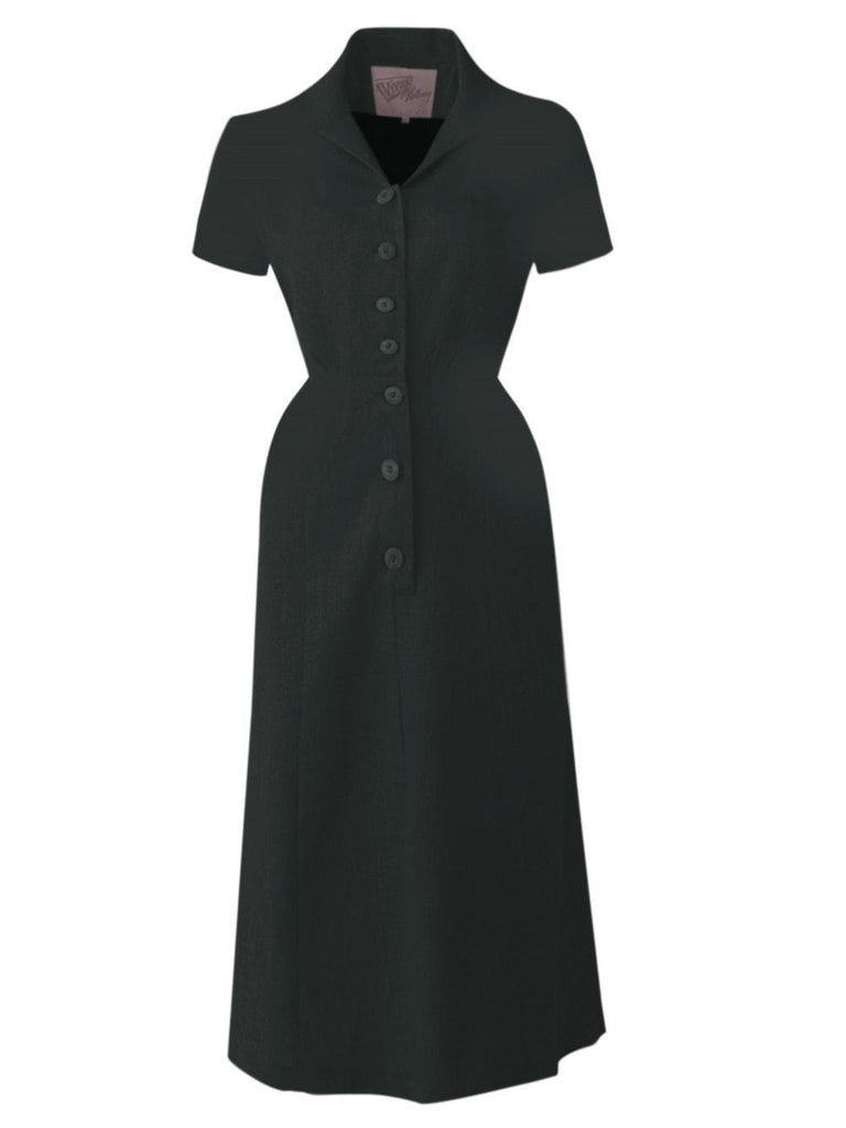 Black 1940s Botton Tea dress