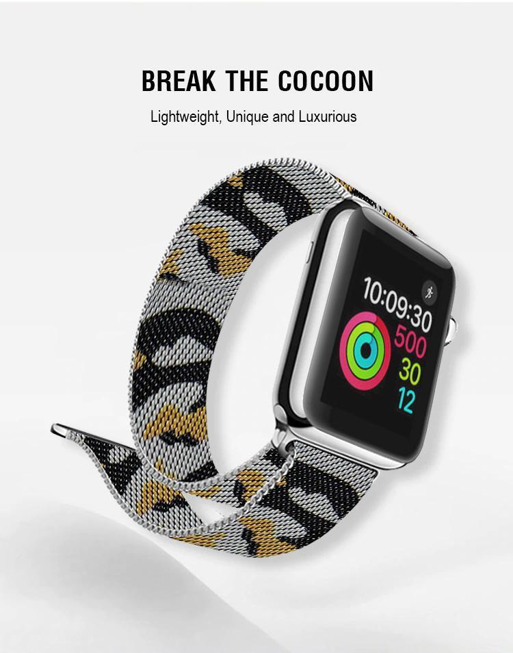 Yellow Camouflage Milanese Apple Watch Band