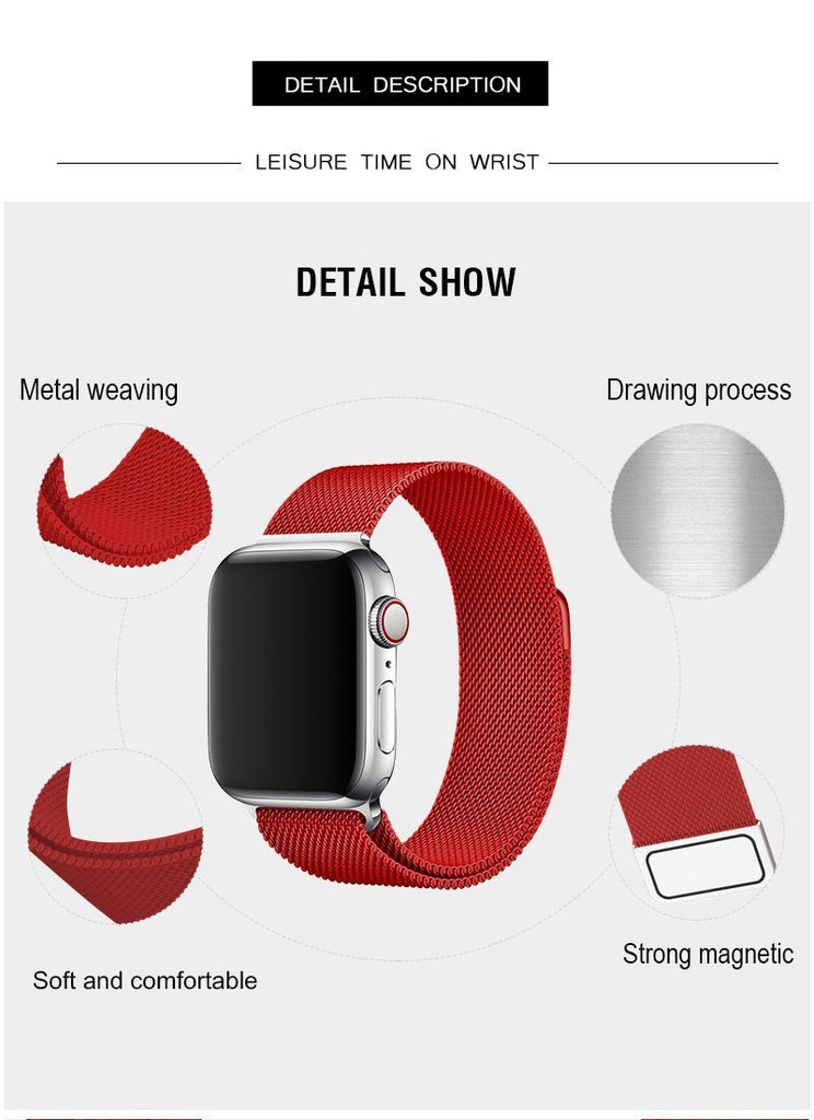 Red Milanese Apple Watch Band