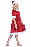 Girls' Holiday Christmas Santa Flowing Dress with Hat