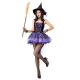 Women Purple Swallowtail Witch Halloween Cosplay Costume Party Masquerade Dress Clothing