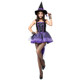 Women Purple Swallowtail Witch Halloween Cosplay Costume Party Masquerade Dress Clothing