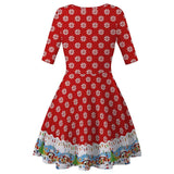 Women Festive Clothes Christmas Dress Retro Vintage Costume Swing Party Dress