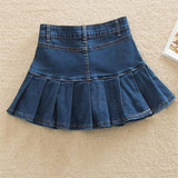 Micro Mini Short Skirt 6XL 7XL 8XL Plus Size Jeans Skater Women Elastic High Waist Bottom Lady Female Casual Pleated Denim Skirt