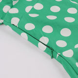 Green Surplice Neck Wrap Belted Vintage Robes Polka Dot Elegant Short Sleeve Summer Pin Up Midi Dress