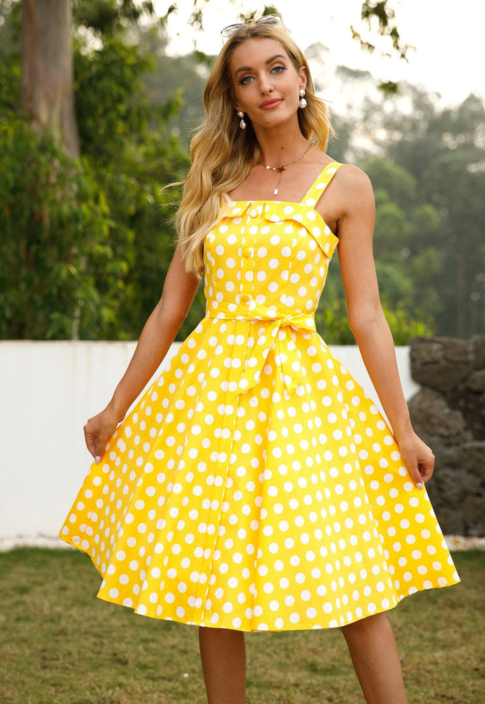 rockabilly mini dress LAST SIZE 04 Us (38 Eu) Rockabilly Mini Summer Sundress, Pin up tulle collar 50s day Dresses for women, Yellow Fit and flare dress TAVROVSKA