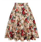 Plus Size 50s Swing Women Skirt A Line High Waist Cotton Ladies Rockabilly School Casual Vintage Skirts Womens Falda Mujer