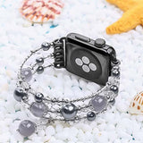 Diamond Jewelry Strap For Apple Watch 7 41mm 45mm Band 38/42mm Women Pearl Elastic Belt For iWatch Bands SE 6 5 40/44mm Bracelet